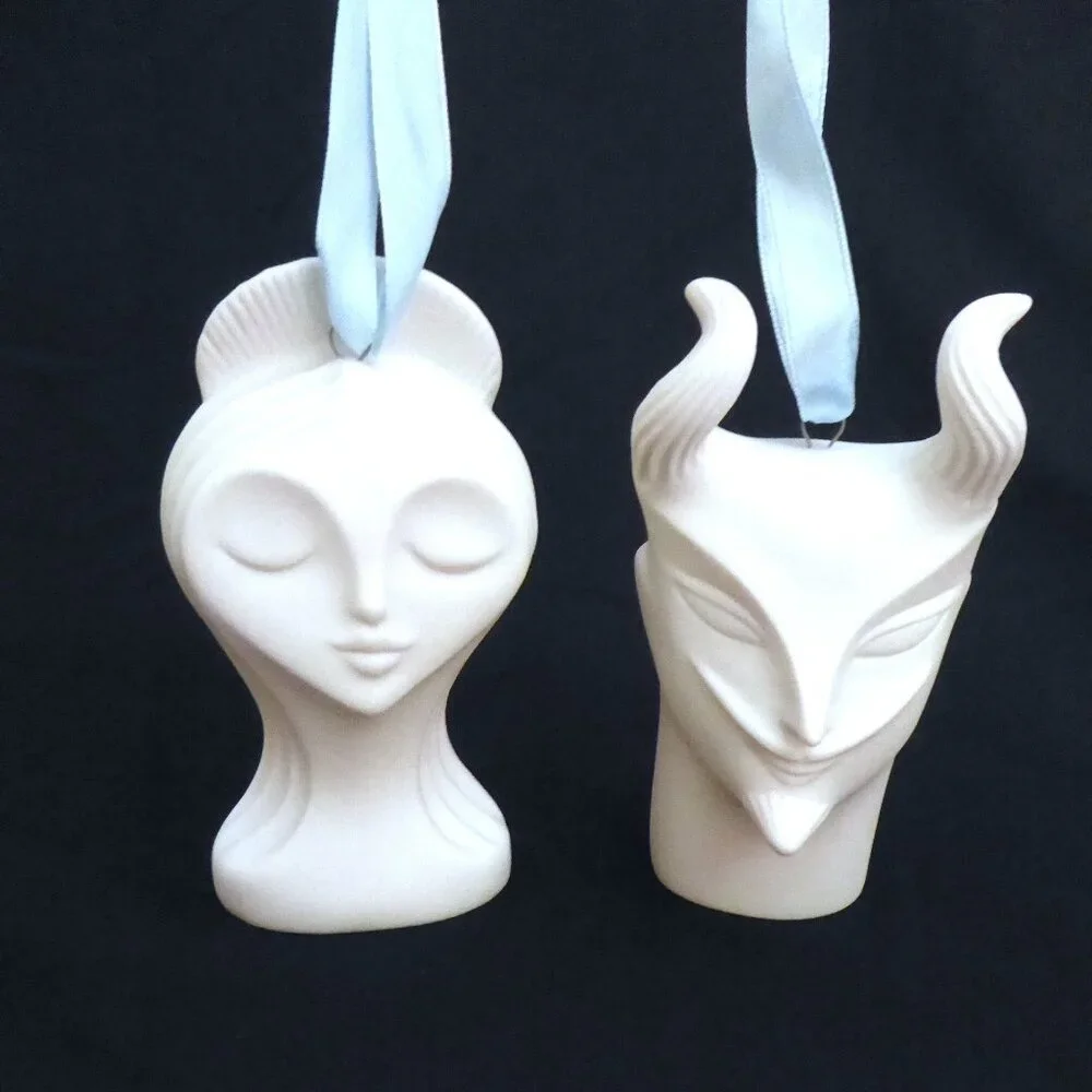 NEW JONATHAN ADLER NAUGHTY & NICE ANGEL DEVIL PORCELAIN ORNAMENT SET